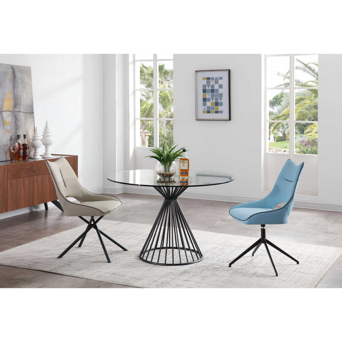 47 X 47 X 30 Black Glass Iron Dining Table