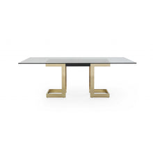 Load image into Gallery viewer, 87 X 39 X 30 Polished Gold Glass Stainless Steel Dining Table