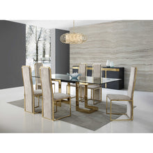 Load image into Gallery viewer, 87 X 39 X 30 Polished Gold Glass Stainless Steel Dining Table