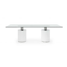 Load image into Gallery viewer, 94 X 39 X 30 White Glass Stainless Steel Dining Table