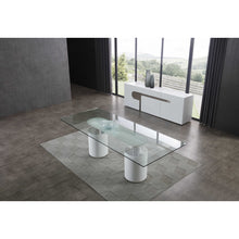 Load image into Gallery viewer, 94 X 39 X 30 White Glass Stainless Steel Dining Table