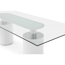 Load image into Gallery viewer, 94 X 39 X 30 White Glass Stainless Steel Dining Table
