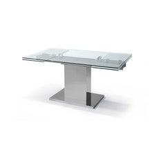 Load image into Gallery viewer, 55 X 35 X 30 clear Glass Stainless Steel Extendable Dining Table