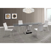 Load image into Gallery viewer, 55 X 35 X 30 clear Glass Stainless Steel Extendable Dining Table