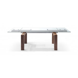 63 X 35 X 30 Walnut Solid Wood Extendable Dining Table