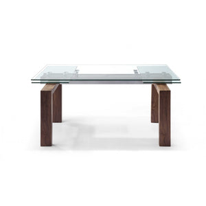 63 X 35 X 30 Walnut Solid Wood Extendable Dining Table