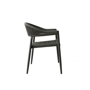 Set of 4 Gray Open Weave Patio Arm Chairs