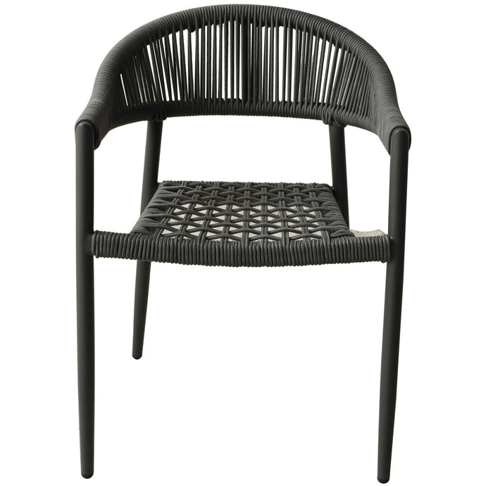 Set of 4 Gray Open Weave Patio Arm Chairs