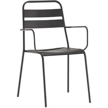 Load image into Gallery viewer, Set of 4 Gray Stackable Aluminum Arm Chairs