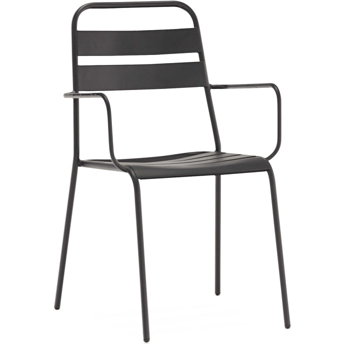 Set of 4 Gray Stackable Aluminum Arm Chairs