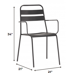 Set of 4 Gray Stackable Aluminum Arm Chairs