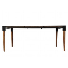 Load image into Gallery viewer, 74&quot; Natural Acacia and Mid Century Black Dining Table