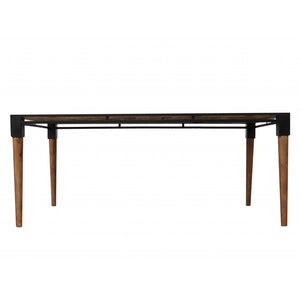 74" Natural Acacia and Mid Century Black Dining Table