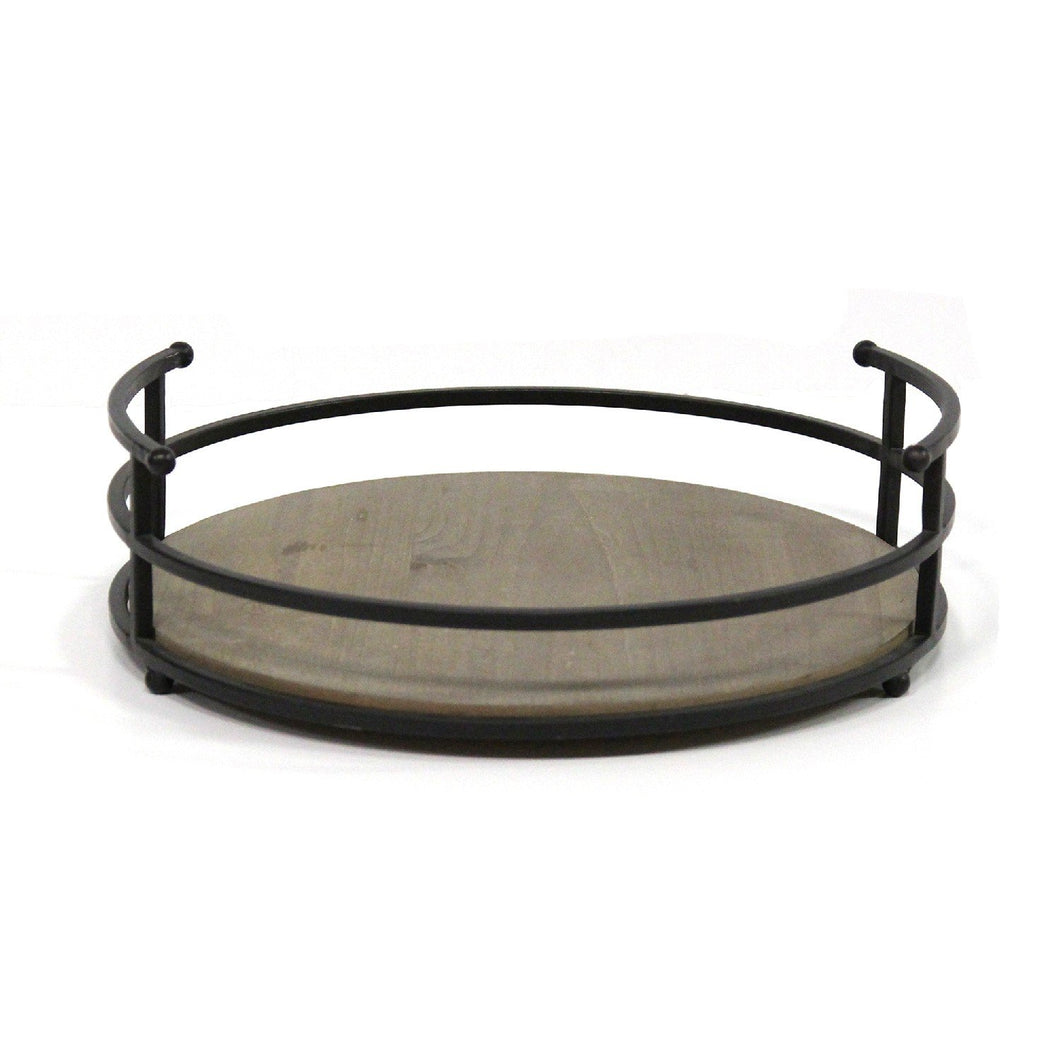 12 Round Metal Frame & Wood Tray