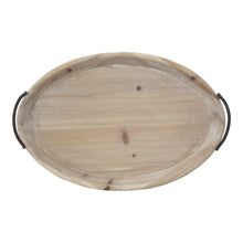 Load image into Gallery viewer, 18 Oval Natural Ivory-Finished Wood with Curved Black Metal Handles