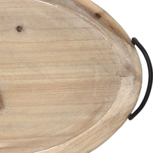 Load image into Gallery viewer, 18 Oval Natural Ivory-Finished Wood with Curved Black Metal Handles