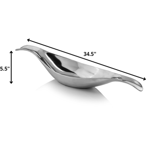 8" X 34.5" X 5.5" Silver Aluminum Long Wavy Bowl