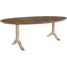 Load image into Gallery viewer, Oval Walnut and Antique Gold Dining Table