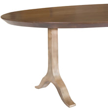 Load image into Gallery viewer, Oval Walnut and Antique Gold Dining Table