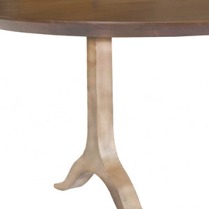 Oval Walnut and Antique Gold Dining Table