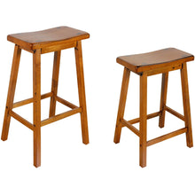 Load image into Gallery viewer, Oak Wooden Counter Height Set of 2 Stools