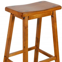 Load image into Gallery viewer, Oak Wooden Counter Height Set of 2 Stools