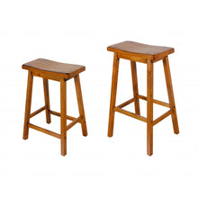 Load image into Gallery viewer, Oak Wooden Counter Height Set of 2 Stools