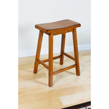 Load image into Gallery viewer, Oak Wooden Counter Height Set of 2 Stools