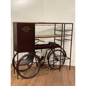 17" X 58.5" X 67.5" Maroon Tricycle Delivery Bar