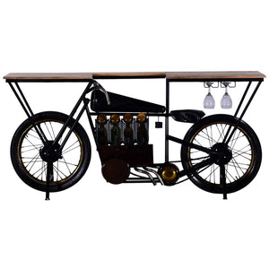 17" X 71" X 35" Black Motorcycle Wine Bar