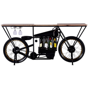 17" X 71" X 35" Black Motorcycle Wine Bar