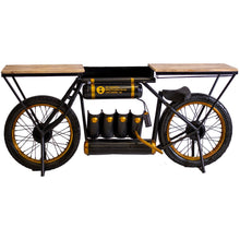 Load image into Gallery viewer, Black and Gold Metal Mango Wood Bike Bar Counter