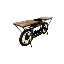 Load image into Gallery viewer, Black and Gold Metal Mango Wood Bike Bar Counter