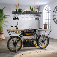 Load image into Gallery viewer, Black and Gold Metal Mango Wood Bike Bar Counter