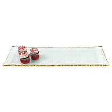 Load image into Gallery viewer, 18 Mouth Blown Rectangular Edge Gold Leaf Serving Platter or Tray