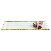 Load image into Gallery viewer, 18 Mouth Blown Rectangular Edge Gold Leaf Serving Platter or Tray