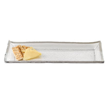 Load image into Gallery viewer, 18 Mouth Blown Rectangular Edge Silver Serving Platter or Tray