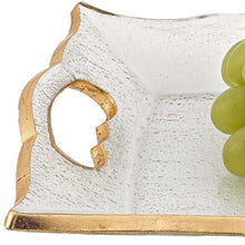 Load image into Gallery viewer, 7 x 11 Hand Decorated Scalloped Edge Gold Leaf Vanity or Snack Tray With Cut Out Handles