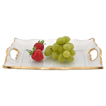 Load image into Gallery viewer, 7 x 11 Hand Decorated Scalloped Edge Gold Leaf Vanity or Snack Tray With Cut Out Handles