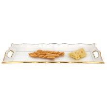 Load image into Gallery viewer, 7 x 20 Hand Decorated Scalloped Edge Gold Leaf Tray With Cut Out Handles