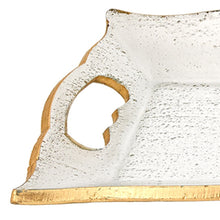 Load image into Gallery viewer, 7 x 20 Hand Decorated Scalloped Edge Gold Leaf Tray With Cut Out Handles