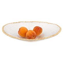 Load image into Gallery viewer, 8 Hand Decorated Oval Edge Gold Leaf Serving Bowl