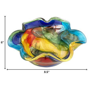 85 MultiColor Art Glass Floppy Centerpiece Bowl