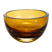 Load image into Gallery viewer, 6 Mouth Blown European Made Lead Free Amber Crystal Bowl