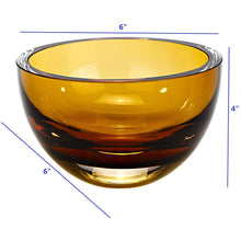 Load image into Gallery viewer, 6 Mouth Blown European Made Lead Free Amber Crystal Bowl