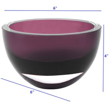 Load image into Gallery viewer, 6 Mouth Blown European Made Lead Free Purple Crystal Bowl