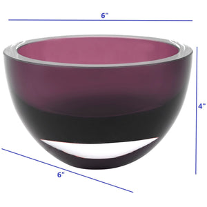 6 Mouth Blown European Made Lead Free Purple Crystal Bowl