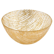 Load image into Gallery viewer, 8 Hand Crafted Glass Gold Accent Salad or Serving Bowl