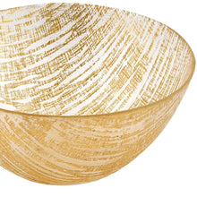 Load image into Gallery viewer, 8 Hand Crafted Glass Gold Accent Salad or Serving Bowl