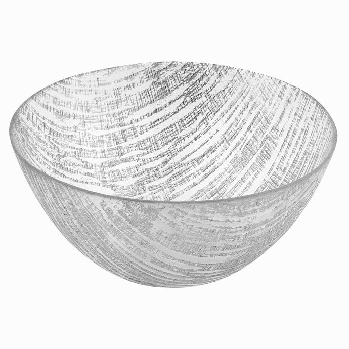 8 Hand Crafted Glass Silver Accent Salad or Serving Bowl